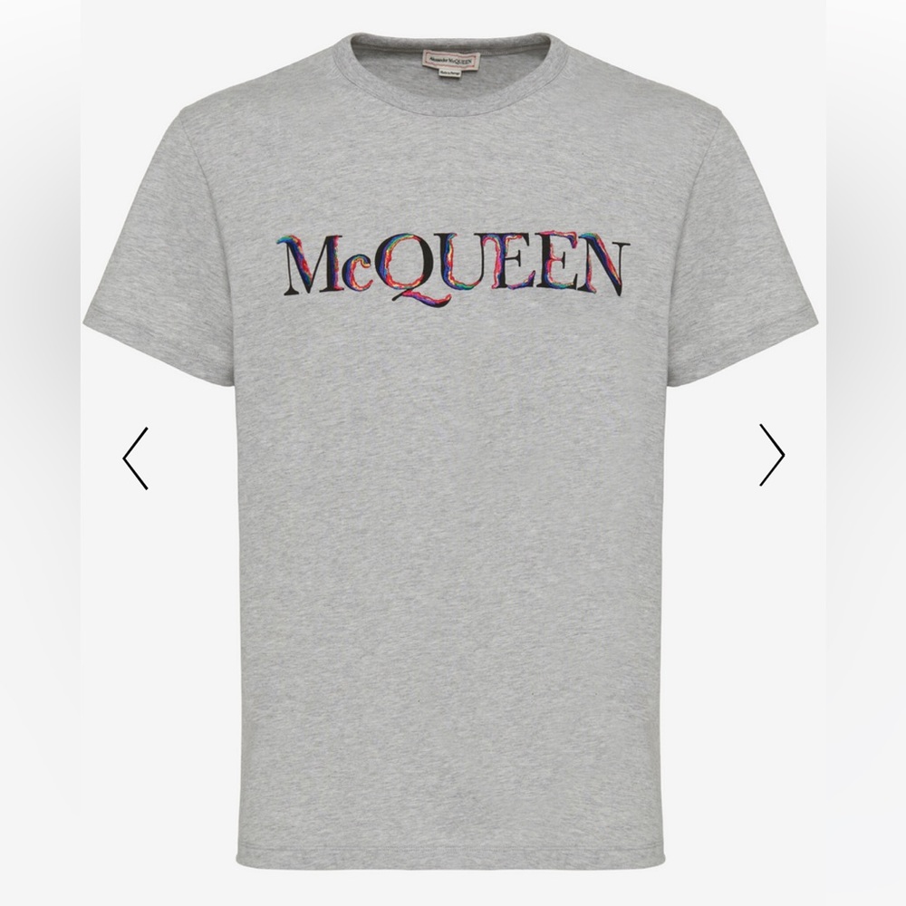 Alexander McQueen Men's Logo T-shirt in Pale Grey